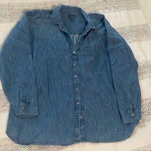 J Jill Paint Spattered Denim Shirt